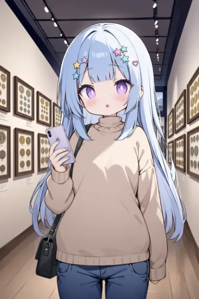 コインを鑑賞する少女