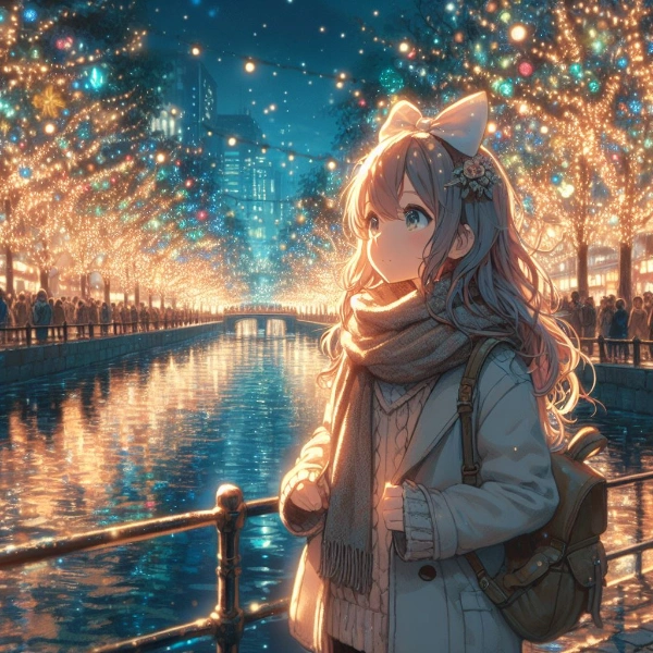 イルミネーションと女子