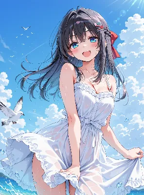 夏風に舞う少女の笑顔