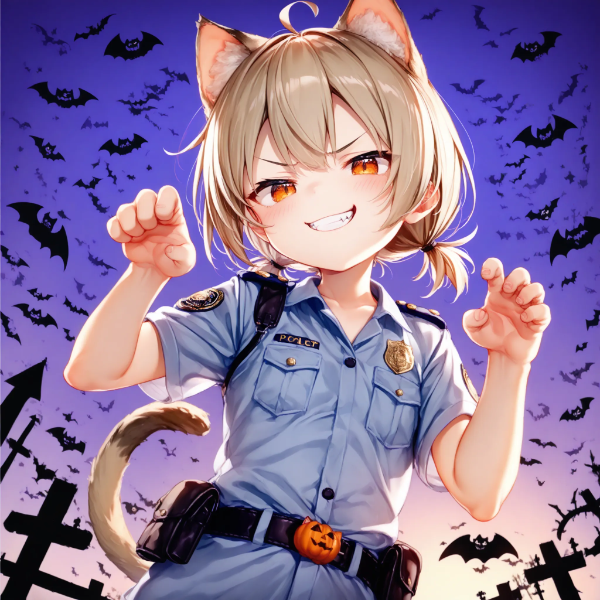 警官のコスプレをする姉猫