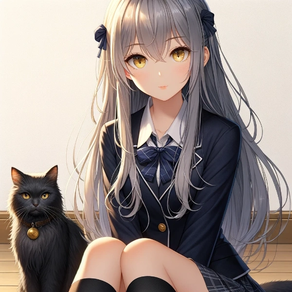 with old black cat