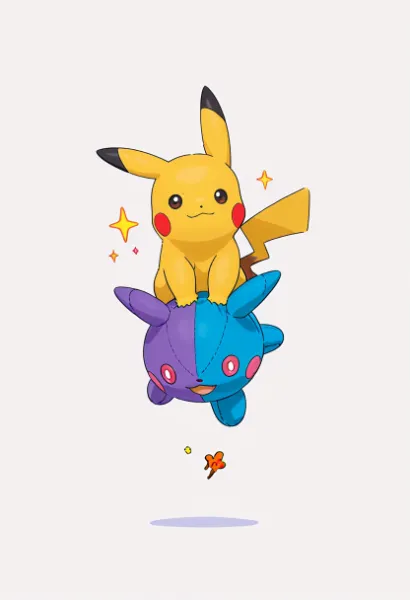 ピカチュウと不思議なぬいぐるみの空中旅