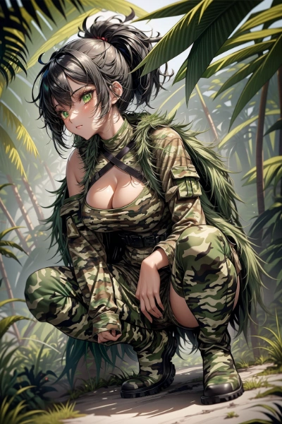 カモフラで暑い