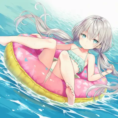 海と浮き輪と水着