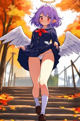 ミニスカートが風に舞う