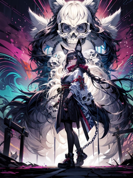 きつね x ドクロ