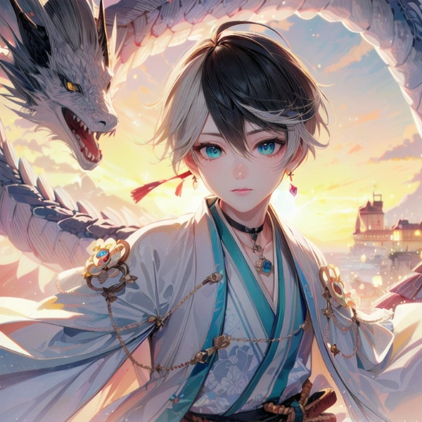 初日の出と登り龍