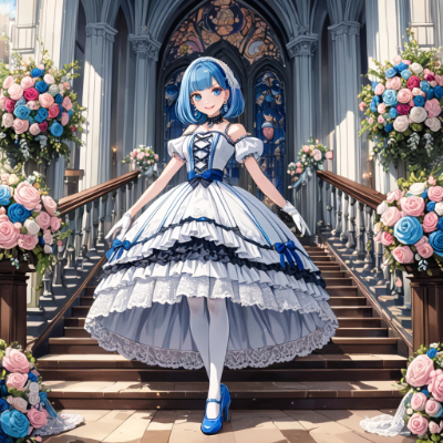 白ドレスの青髪さん