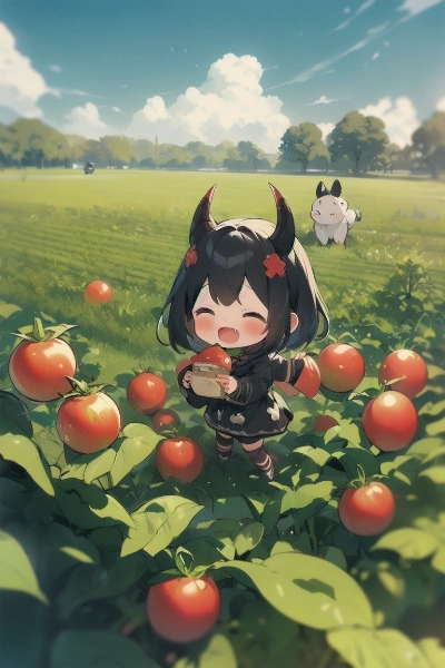 トマト畑の黒い子ヤギさん