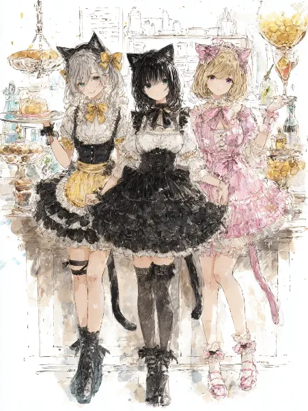 猫耳メイドたちの甘いティータイム。