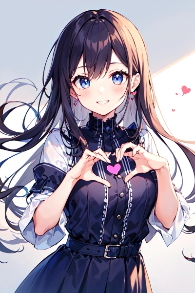 指でハートを作る可愛い女の子