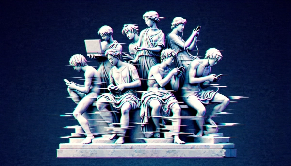 ゲームする人々の彫刻