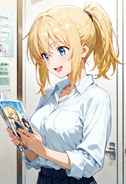 本の世界に誘う少女の微笑み