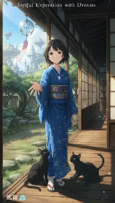 黒猫と少女の夢浮かぶ夏祭り