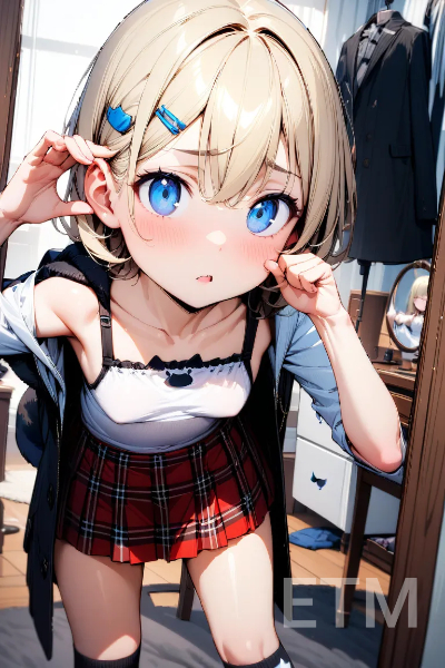 最近仲良くなったお友達とショッピングにいく為におめかしをしている三女