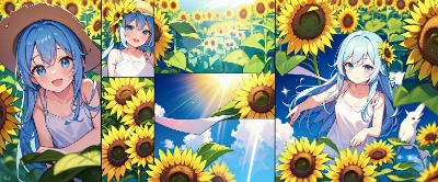 二足先に夏のひまわり畑