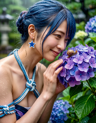 リンちゃんと紫陽花にカタツムリ🐌