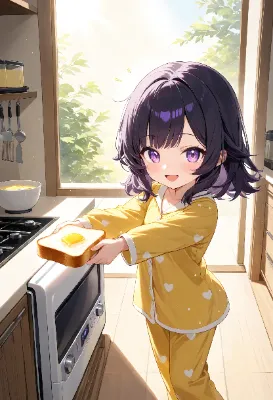 パンを焼く小さい頃のひまり