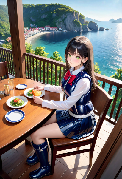 海の見えるレストランでの朝食