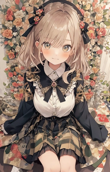 女の子と花