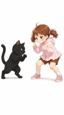 ねこちゃんには、まけないもん！