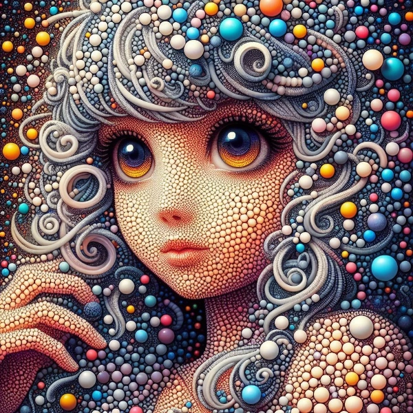 泡型のドットで描いたチビキャラちゃん