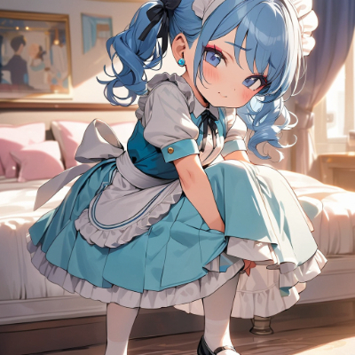 かわいい青髪メイドさん