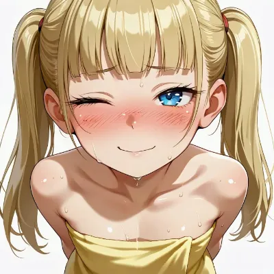 汗に濡れた照れ笑い ～舌の運動？～
