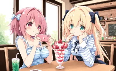 カフェの甘い二人