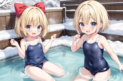 雪見ながらお風呂入る～