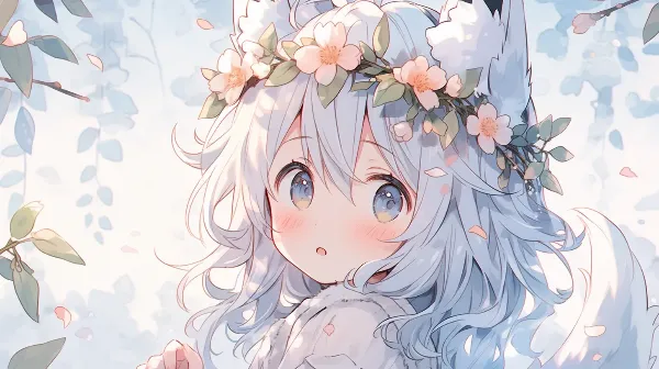 桜舞う森で出会った狼の少女