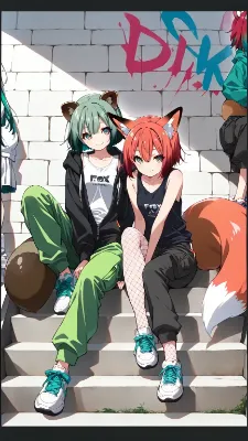 赤い狐と緑の狸