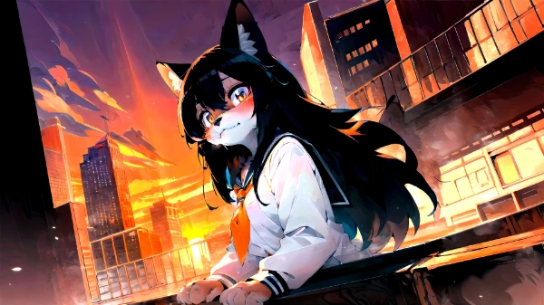 夕暮れにゃんこ