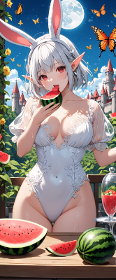 西瓜をたべるエルフ