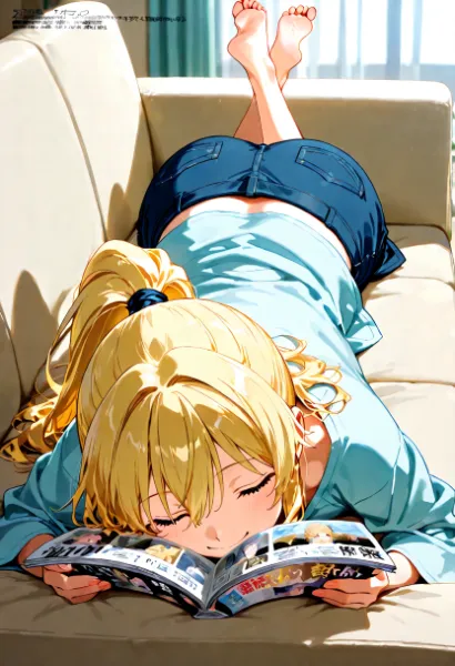 午後の陽光と少女の読書タイム