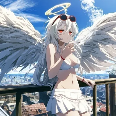 天使だって。頭の輪っか見えるっしょ？ふぅ・・・めんどくさ。