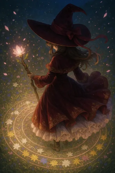 魔女の少女と輝く花の儀式