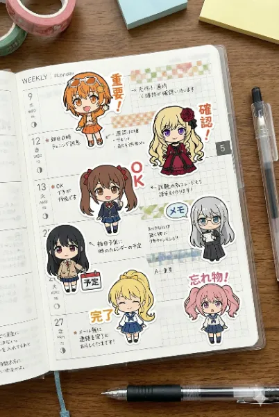 おま好きガールズステッカー（おま好きガールズ×手帳用ステッカー）