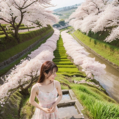 桜と女の子