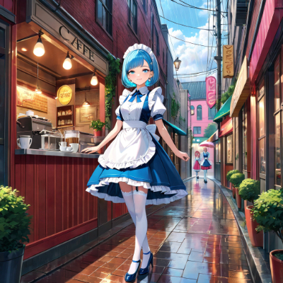 雨上がりのウエイトレスさん