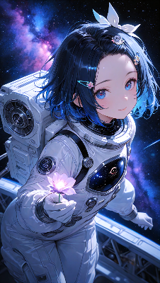 宇宙の少女と星の花びら