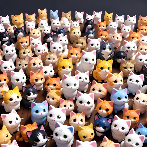 ガチャガチャの猫フィギュア。