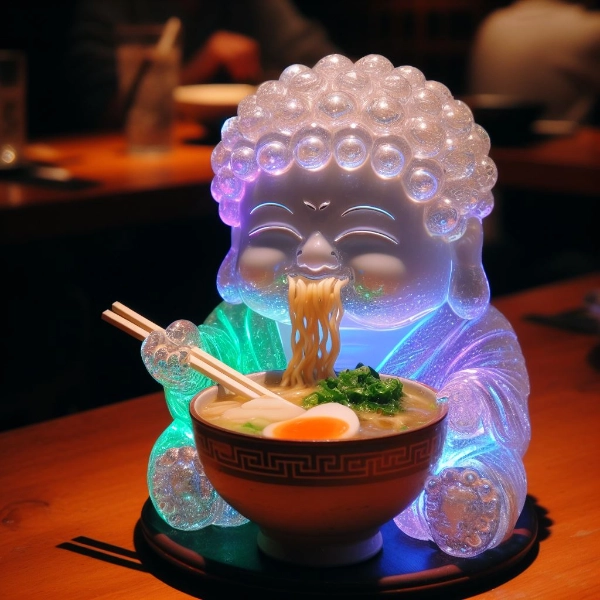ゲーミング大仏、ラーメンを食す