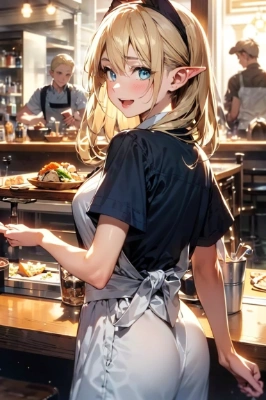ダイナーで働くエルフさん