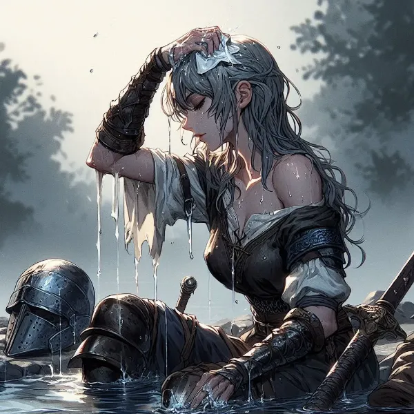 戦士の水浴び