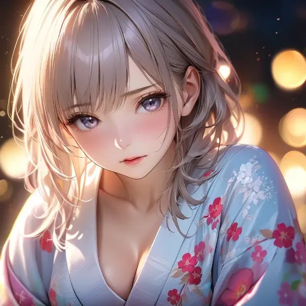 宵闇に輝く浴衣の少女