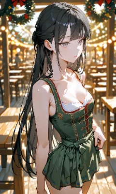 黒髪ロング　ディアンドル