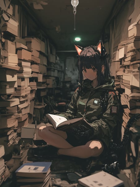 地下書庫とサイボーグ黒猫娘