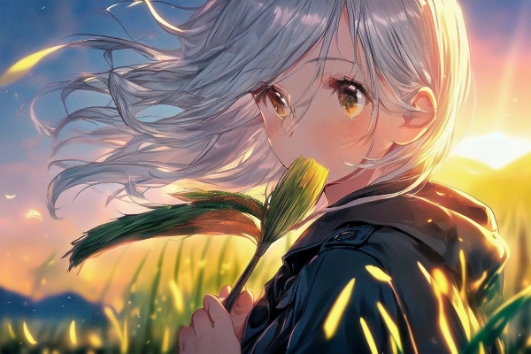 猫じゃらしと夕暮れ