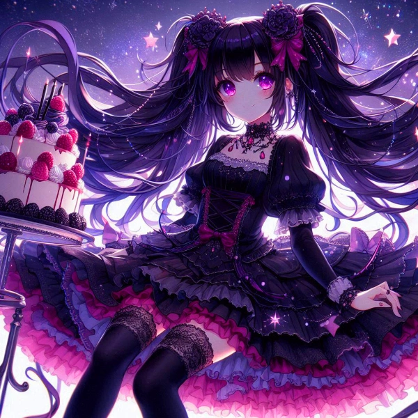 黒髪ツインテールで、黒ゴスロリな少女と、ケーキ★その2(24枚)